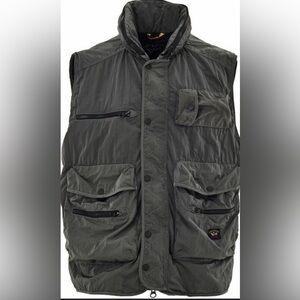Paul & Shark Men’s Multi-Pocket Scoop Gilet / Vest – Olive Green Size M